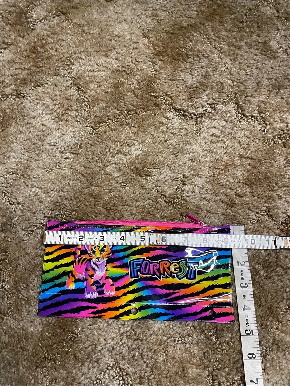 9” LISA FRANK FORREST TIGER SOFT ZIPPERED STORAGE PENCIL CASE